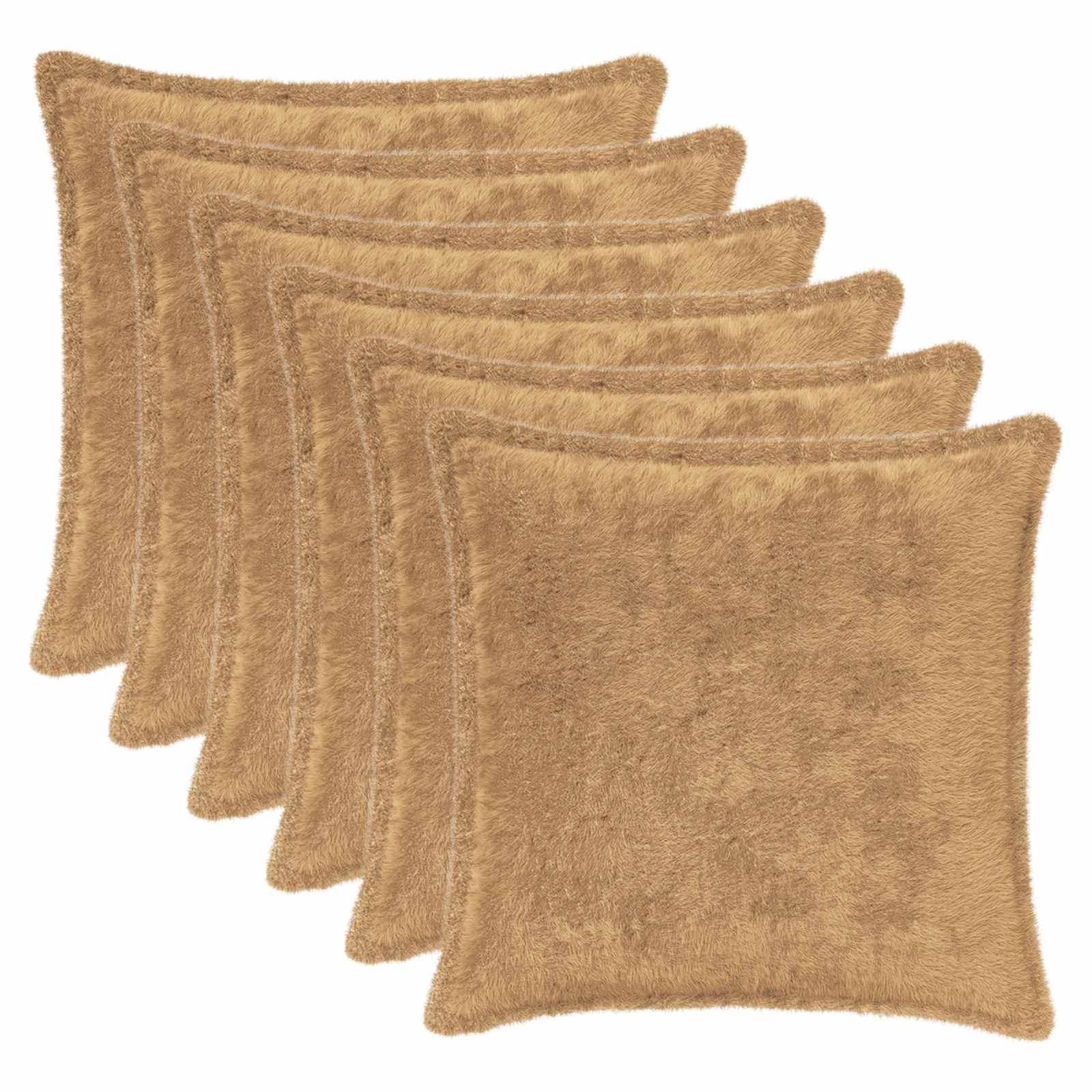 Pudebetræk 6 stk. HOUTEN gråbrun 35 x 35 cm i faux kaninpels