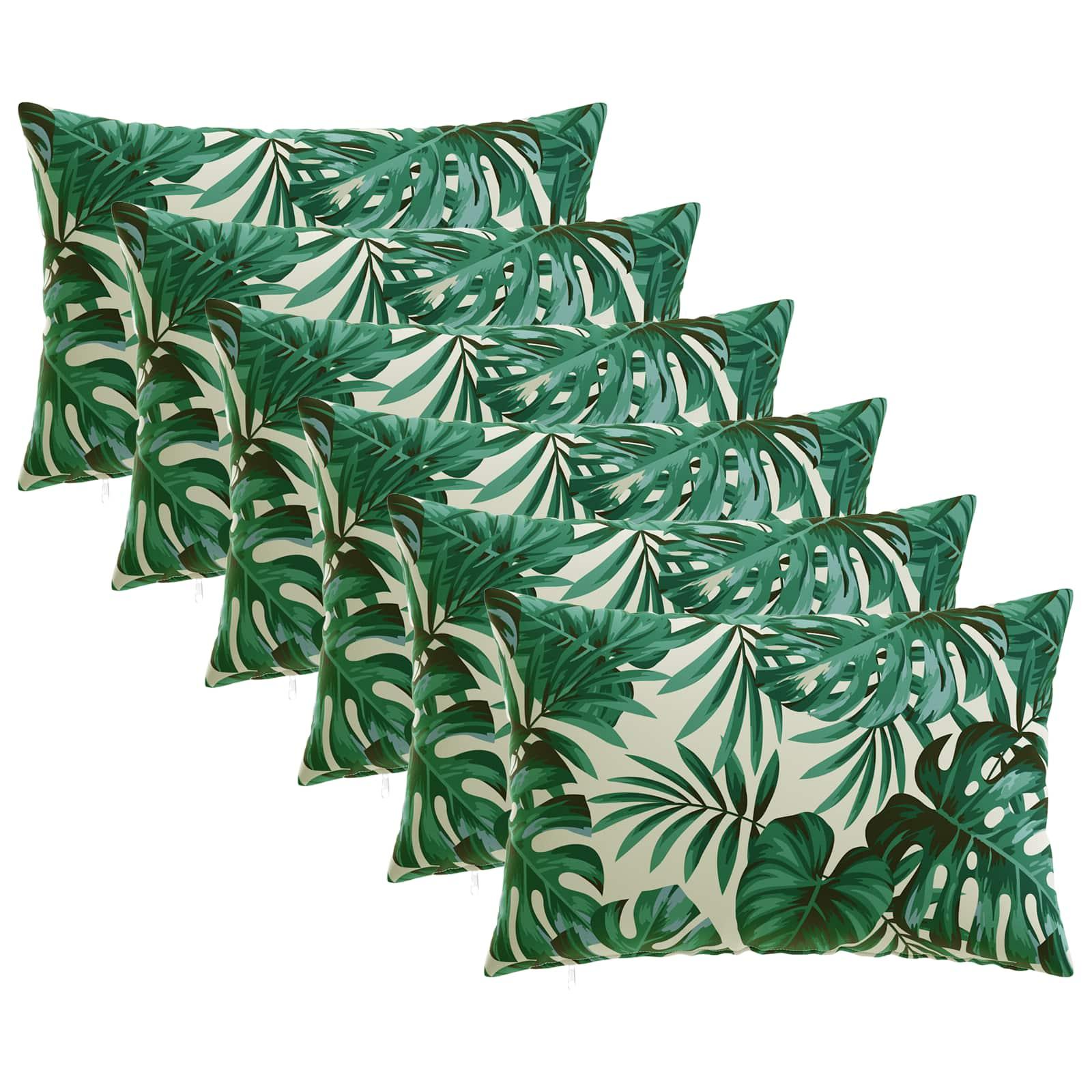 Pudebetræk 6 stk HEERLEN med bladmønster 50 x 80 cm i polyester