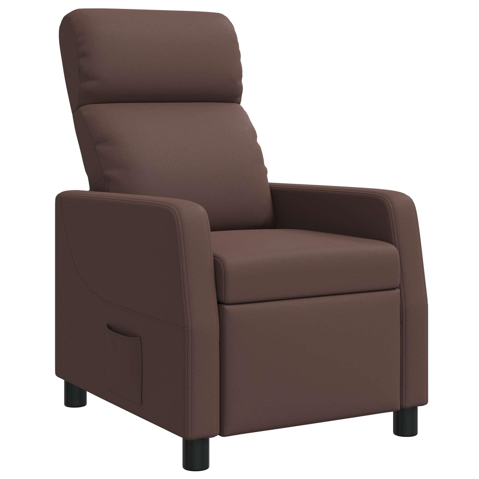 Recliner lænestol i brun kunstlæder med justerbar liggefunktion