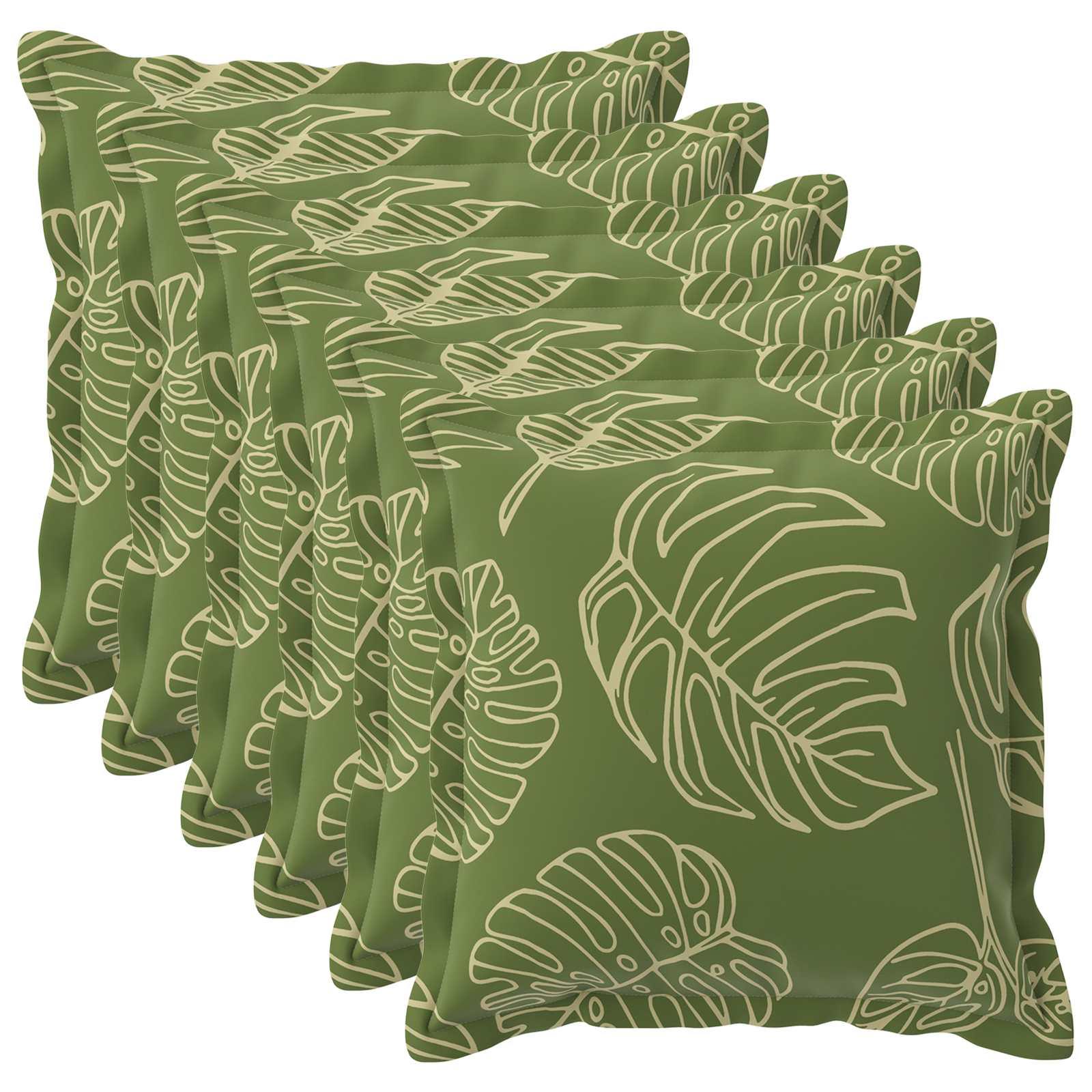 Pudebetræk 6 stk. HOUTEN med bladdesign 65 x 65 cm i polyester