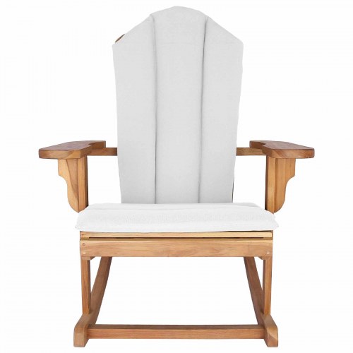 Have Adirondack gyngestol i teaktræ med hynder - naturfarvet, 100% polyester