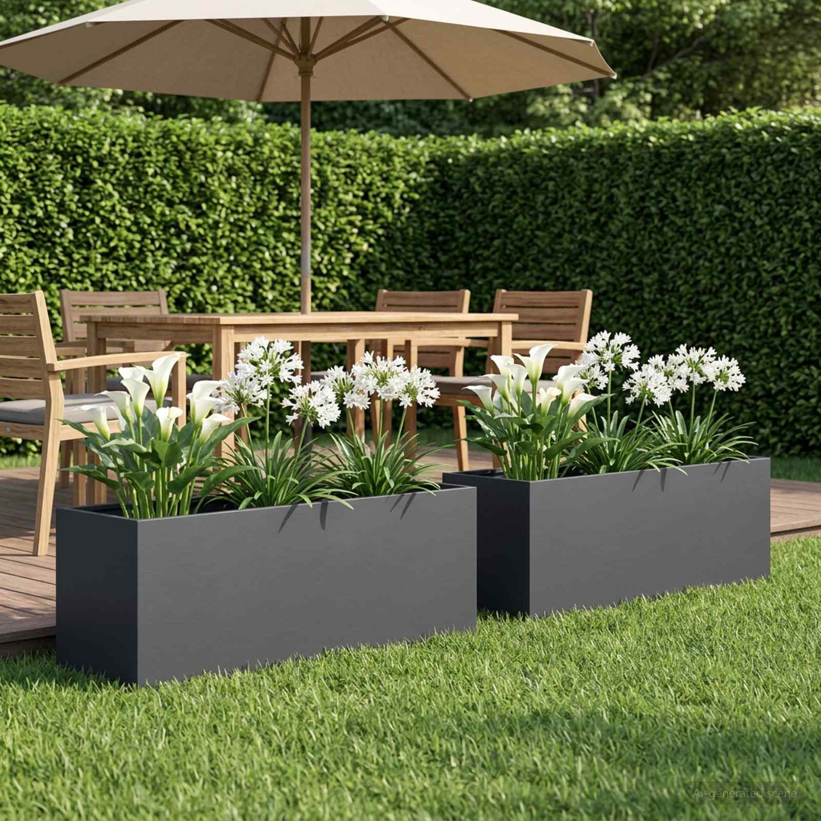 Blomsterkrukke 2 stk. antracit 80 x 30 x 30 cm