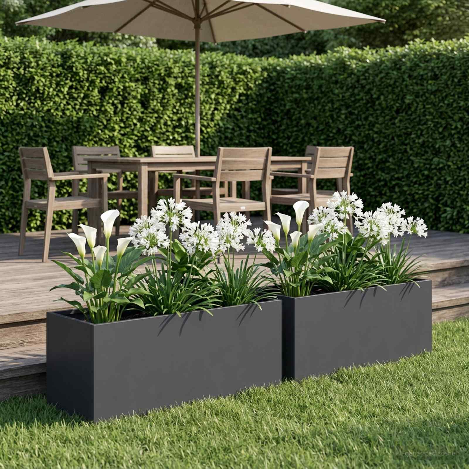 Have blomsterkrukke 2 stk. antracit 60 x 20 x 20 cm