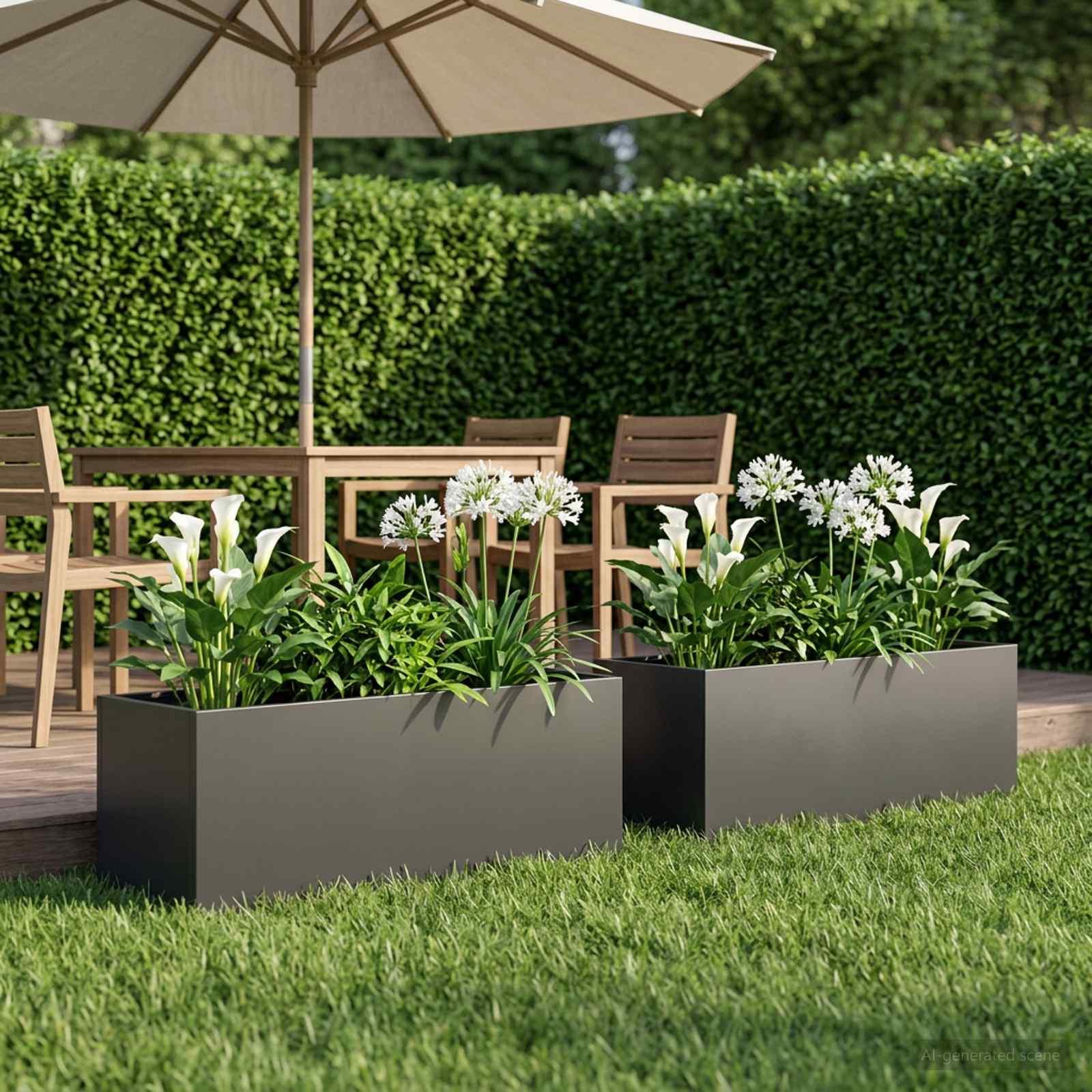 Have blomsterkrukke 2 stk. sort 100 x 30 x 30 cm