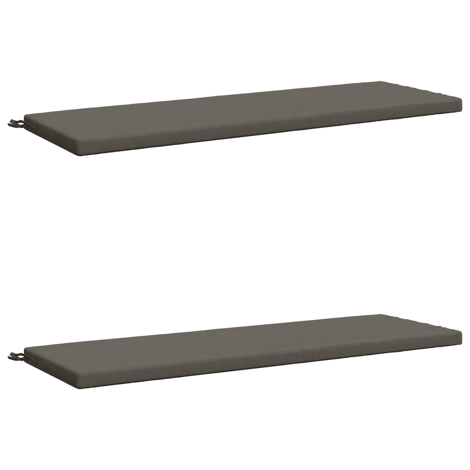 vidaXL Bænkepuder SOEST 2 stk. 100% polyester Grå 150 x 50 x 5 cm