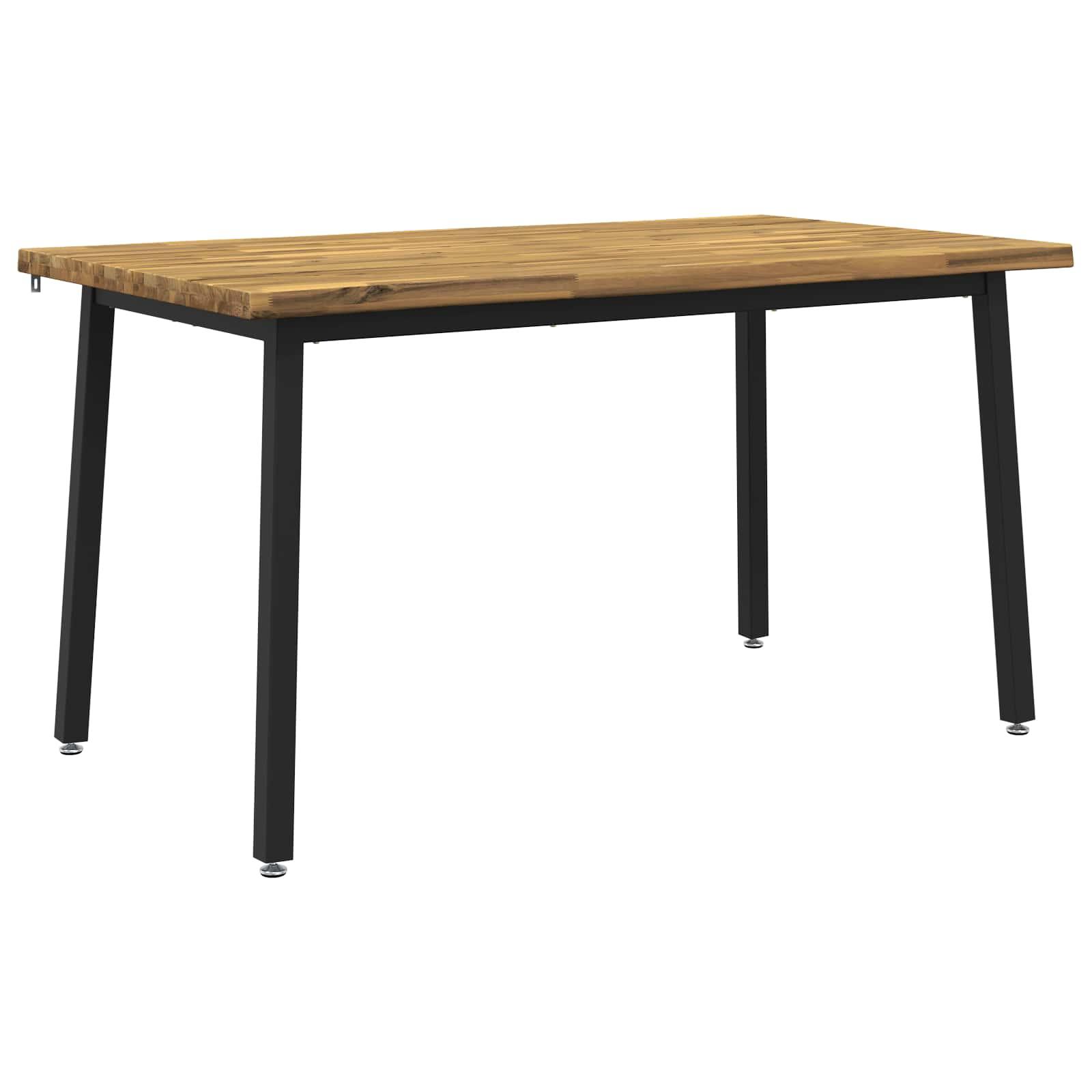 Spisebord i massivt akacietræ 120 x 90 x 75 cm - rektangulært, hvid og sort