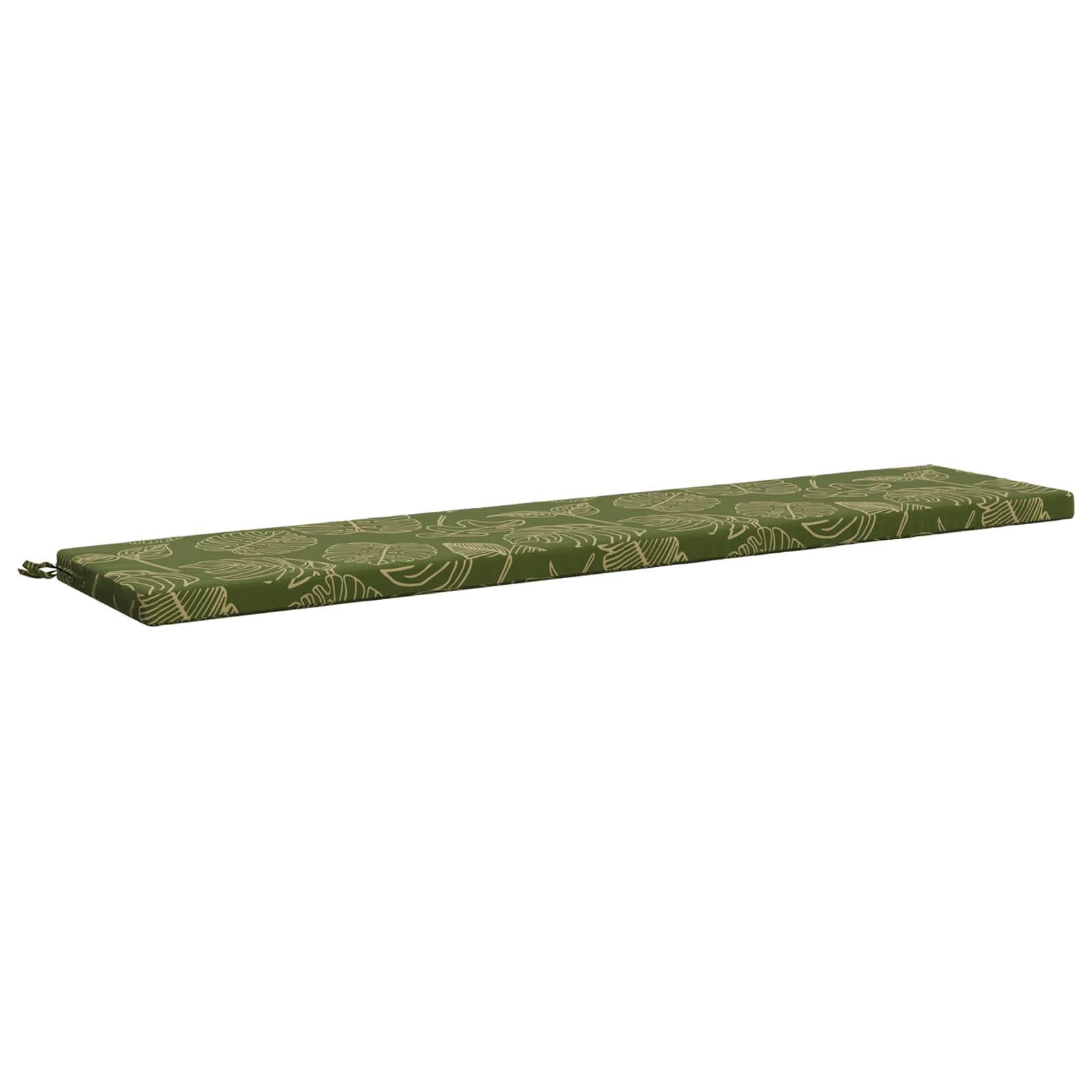 Bænkpude SOEST i polyester med bladdesign 170 x 40 x 5 cm