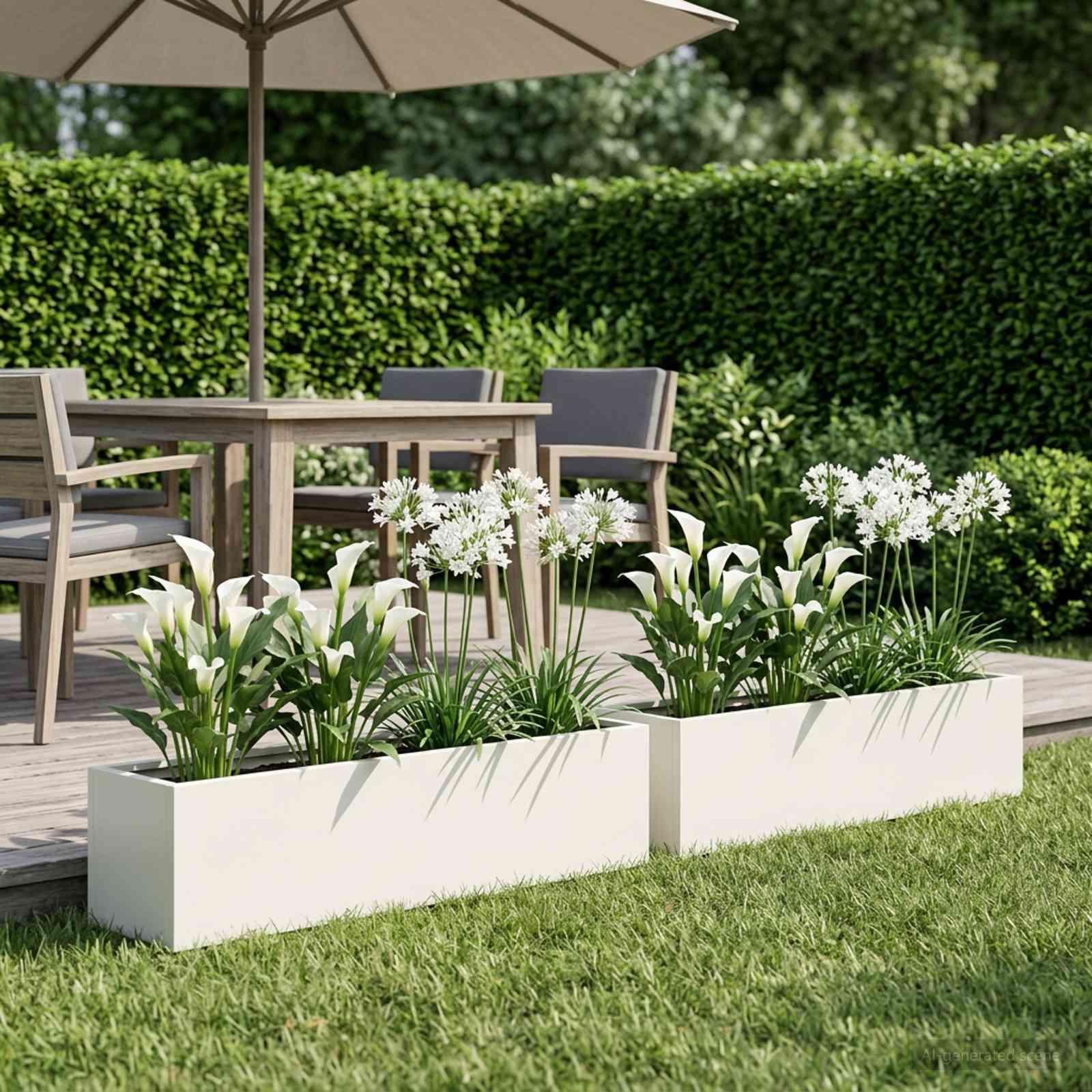 Blomsterkrukke 2 stk. hvid 100 x 20 x 20 cm