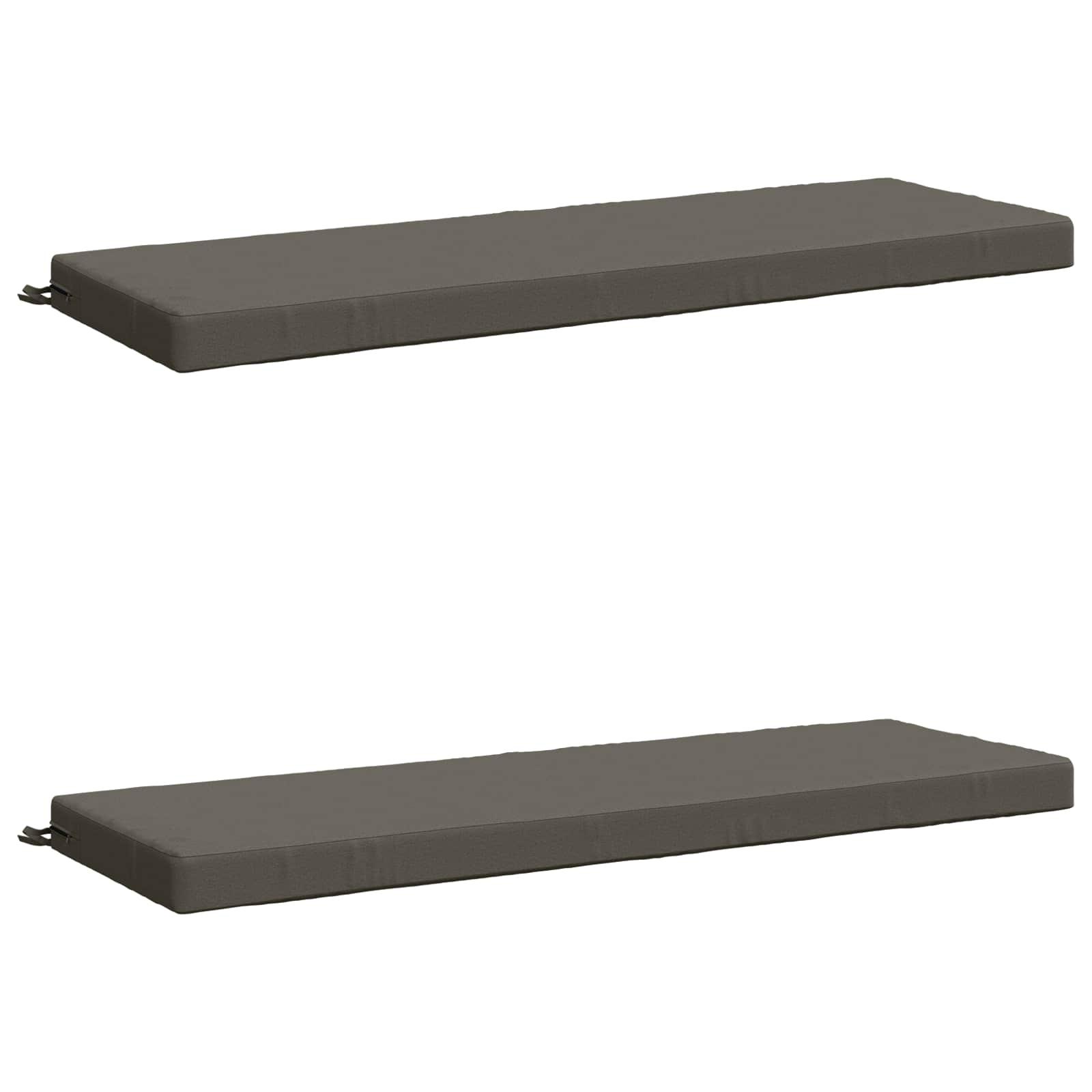 vidaXL Bænkepuder SOEST 2 stk. 100% polyester Grå 140 x 50 x 8 cm