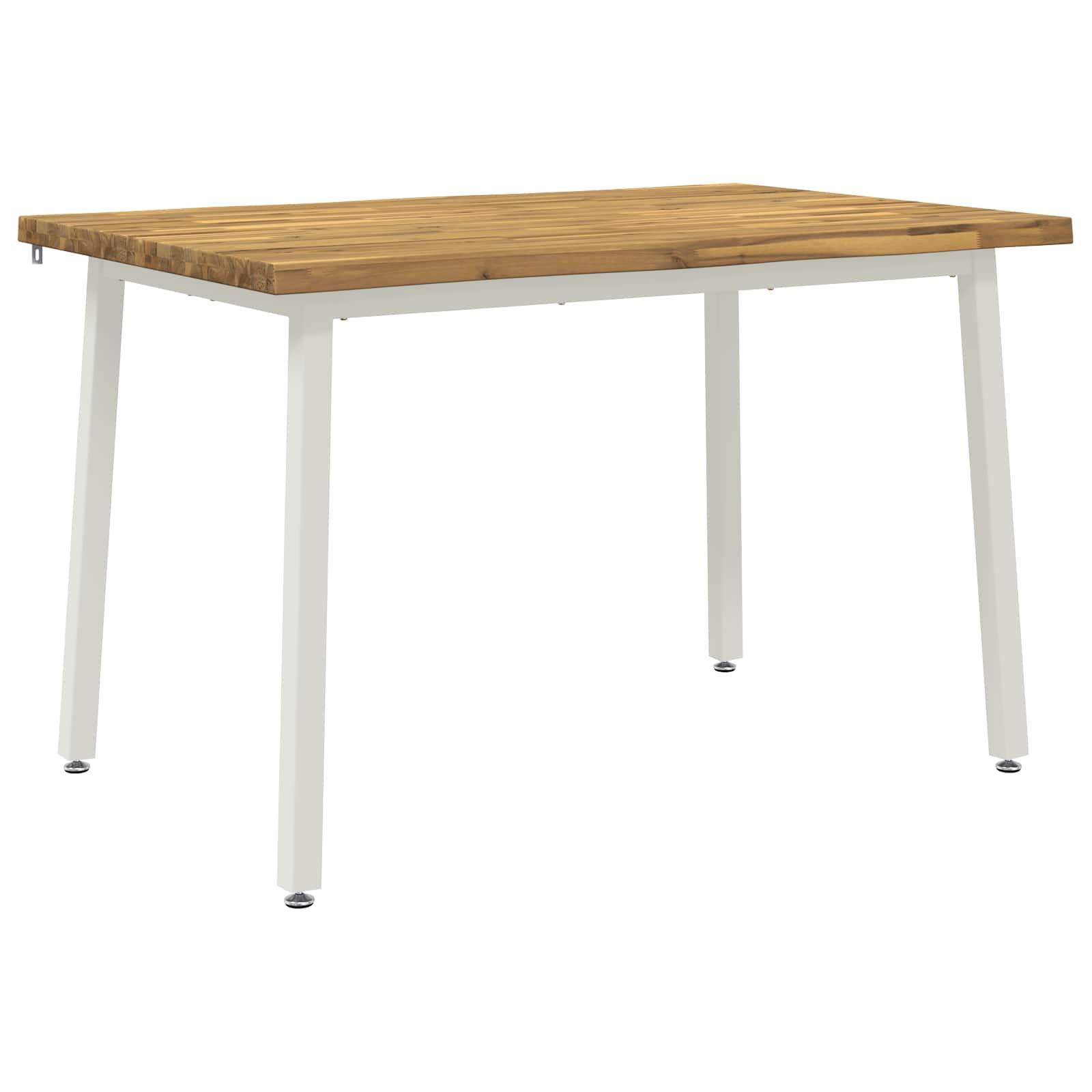 Spisebord i massivt akacietræ 110 x 55 x 75 cm - hvid, rektangulært
