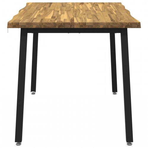 Spisebord i massivt akacietræ 110 x 55 x 75 cm rektangulært hvid og sort