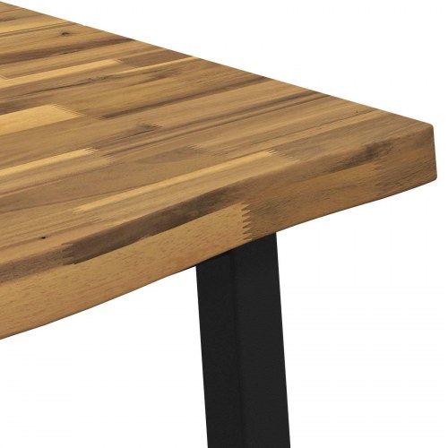 Spisebord i massivt akacietræ 110 x 55 x 75 cm rektangulært hvid og sort
