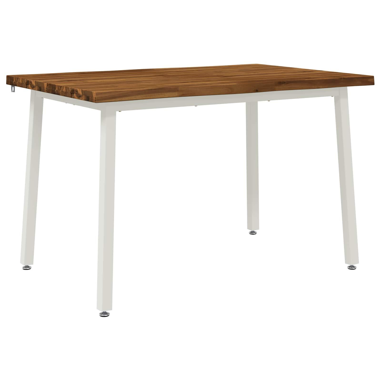 Spisebord i massivt akacietræ 110 x 55 x 75 cm - natur og hvid