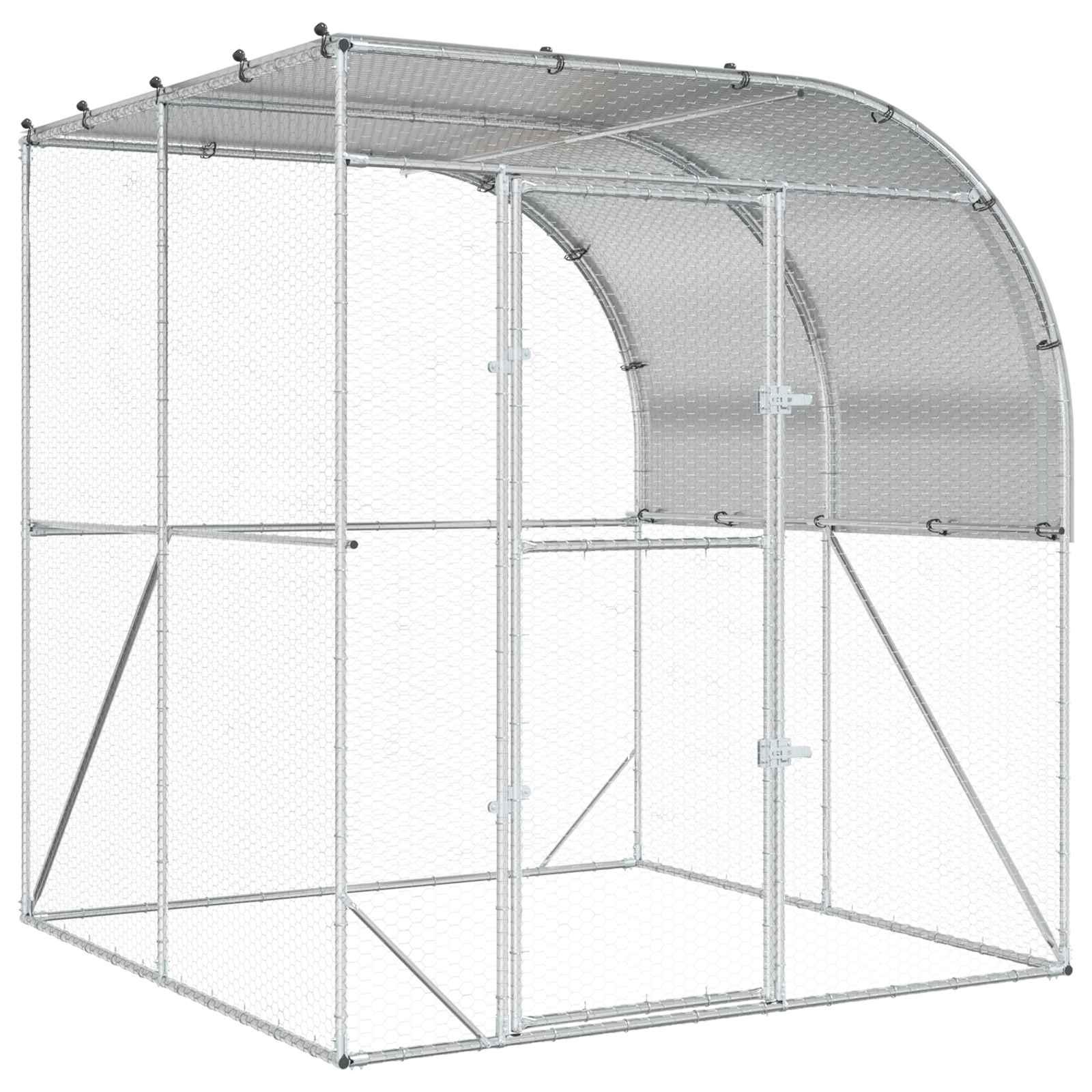 vidaXL Kyllingehus Sølv 200 x 200 x 215 cm Galvaniseret stål
