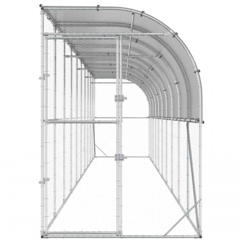 Hønsehus mod væg 600 x 150 x 215 cm i galvaniseret stål, sølv