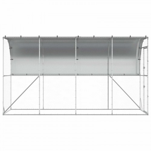Hønsehus mod væg sølv 600 x 150 x 215 cm i galvaniseret stål