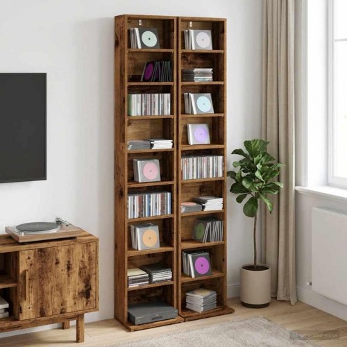 CD skab 2 stk. i gammelt træ 33 x 23,5 x 175 cm