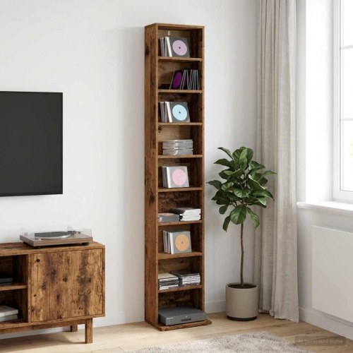 CD skab i gammelt træ 33 x 23,5 x 175 cm i konstrueret træ