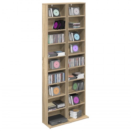 CD skab 2 stk. i sonoma-eg 33 x 23,5 x 175 cm