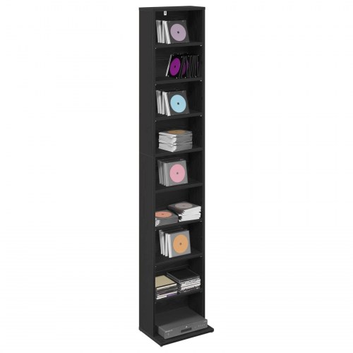 CD skab i sort eg 33 x 23,5 x 175 cm med 8 hylder