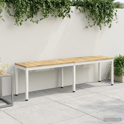 Havebænk i massivt akacietræ 161 x 35 x 45 cm - hvid, rektangulær