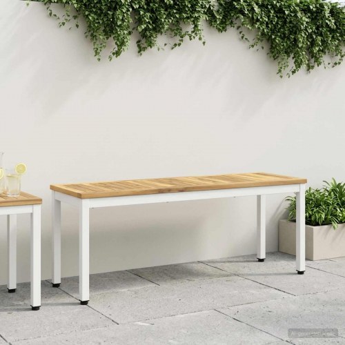 Havebænk i massivt akacietræ 108,5 x 35 x 45 cm - hvid rektangulær