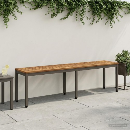 Havebænk i massivt akacietræ 161 x 35 x 45 cm - naturlig og kaffe