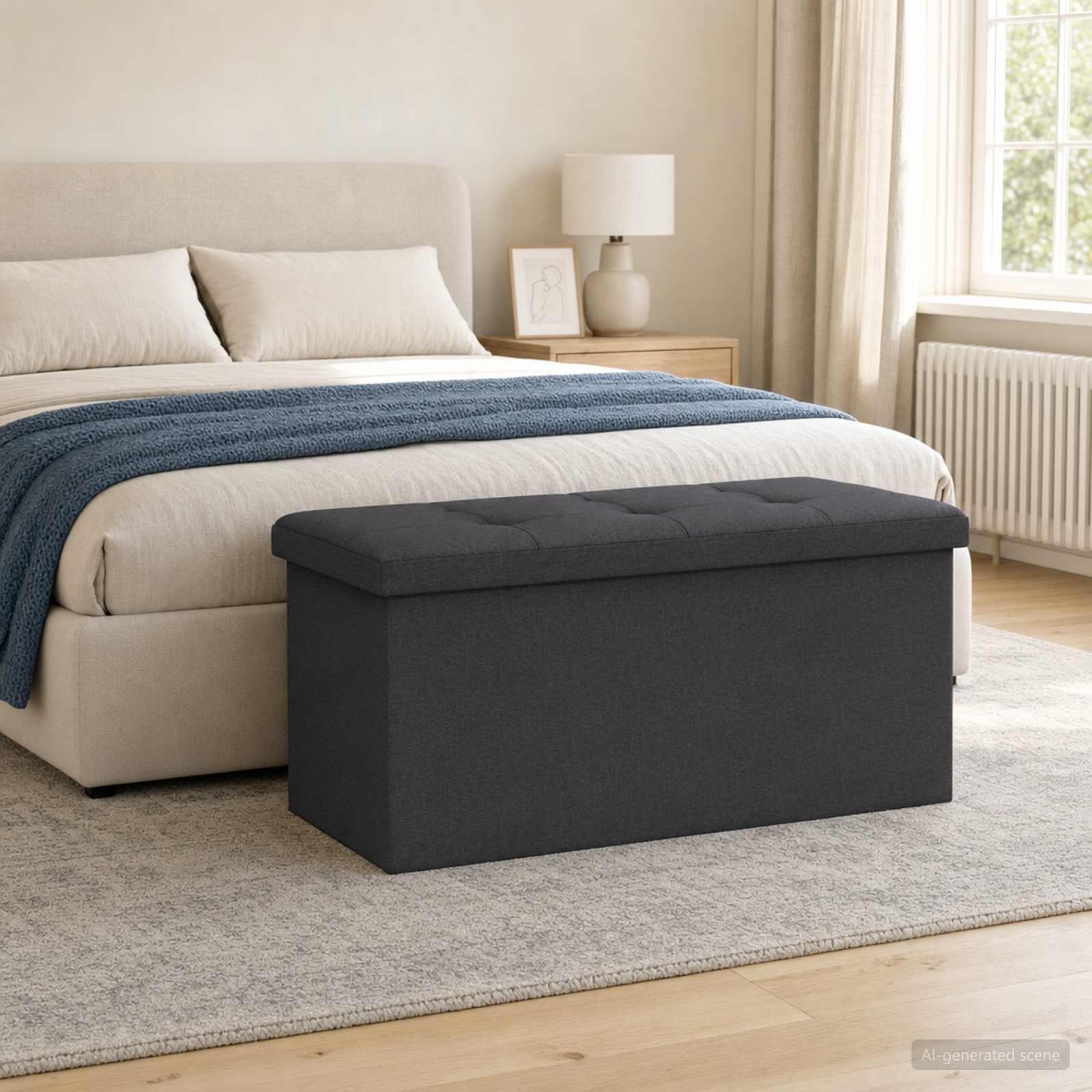 Foldbar opbevaringsbænk mørkegrå 80 l 77 x 38 x 38 cm