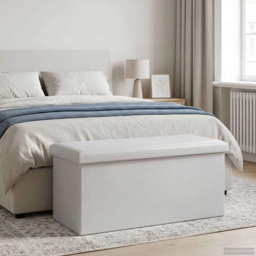 Foldbar opbevaringsbænk hvid 80 l 77 x 38 x 38 cm PVC