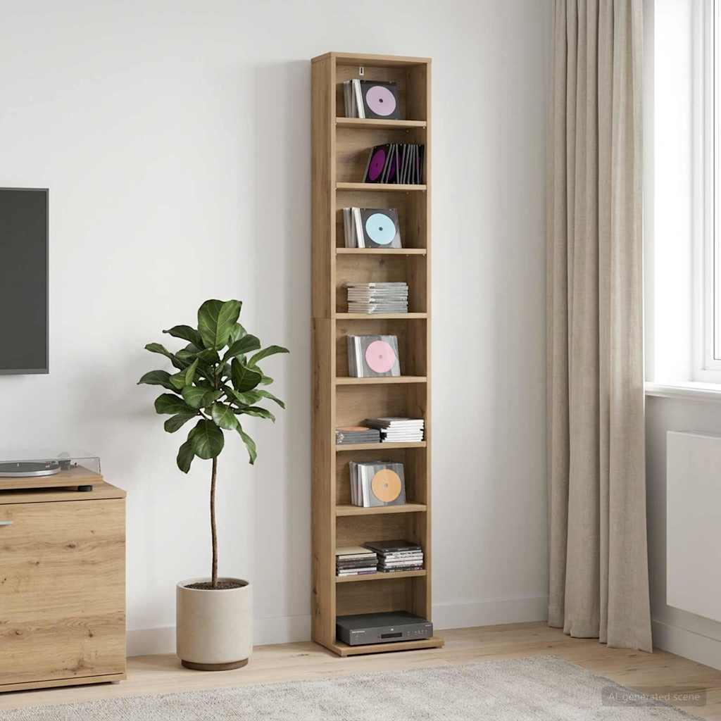 CD skab i artisan-eg 33 x 23,5 x 175 cm med 8 hylder