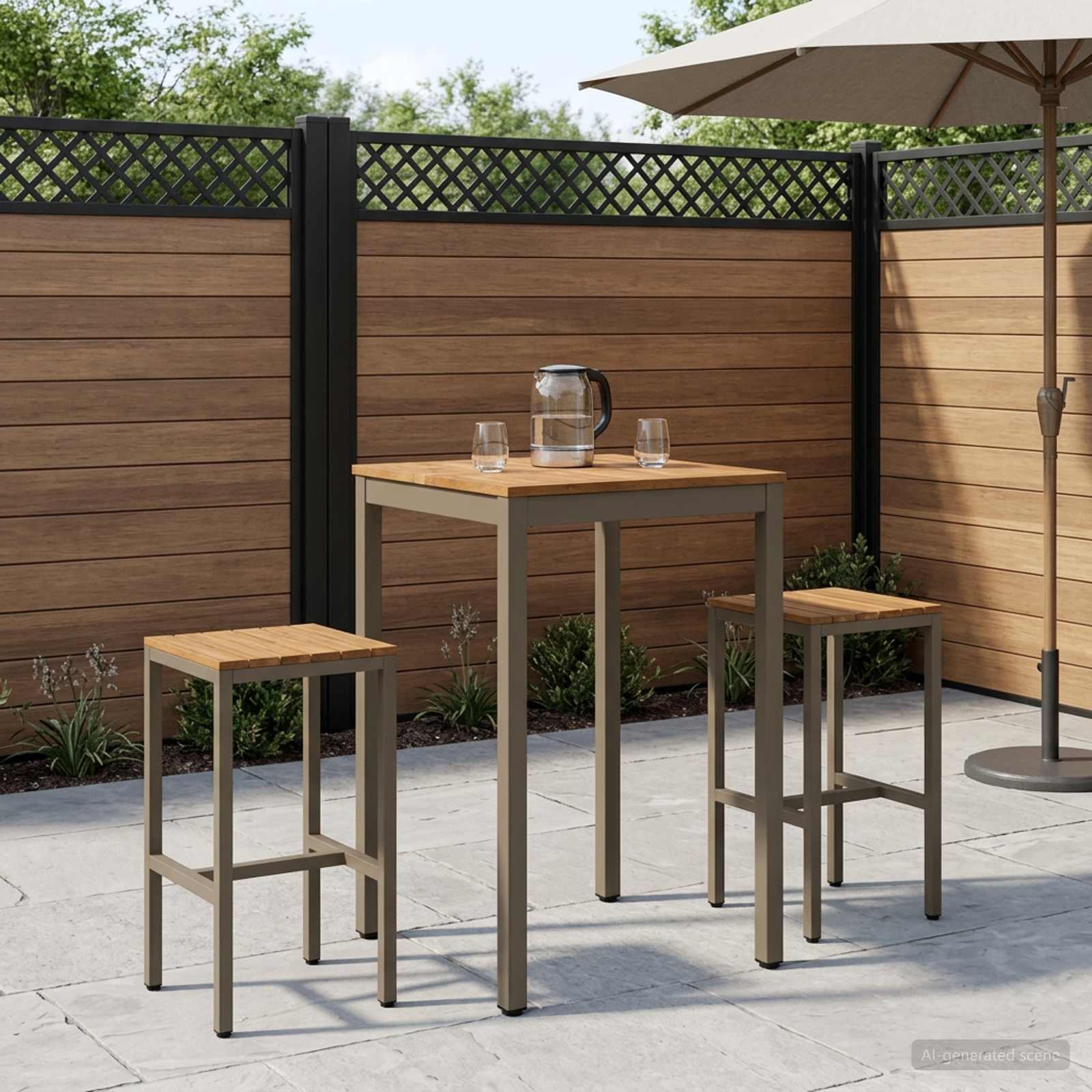 Have barbord i massivt akacietræ natur og kaffe 60 x 60,5 x 105 cm