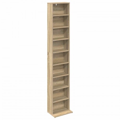 CD skab i sonoma-eg 33 x 23,5 x 175 cm med 8 hylder