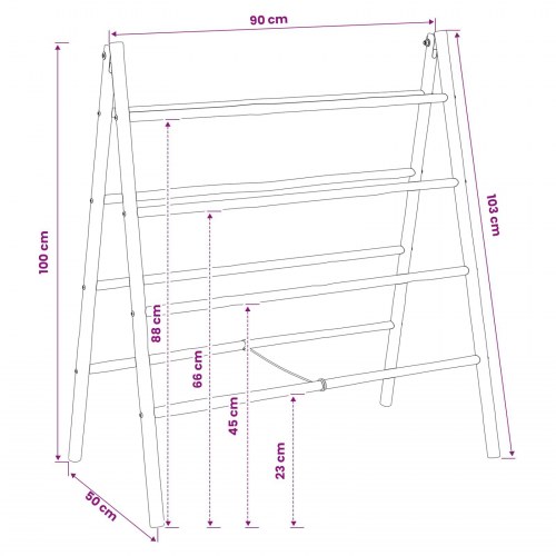Dobbeltsidet håndklædestige i bambus 90 x 50 x 100 cm - sort