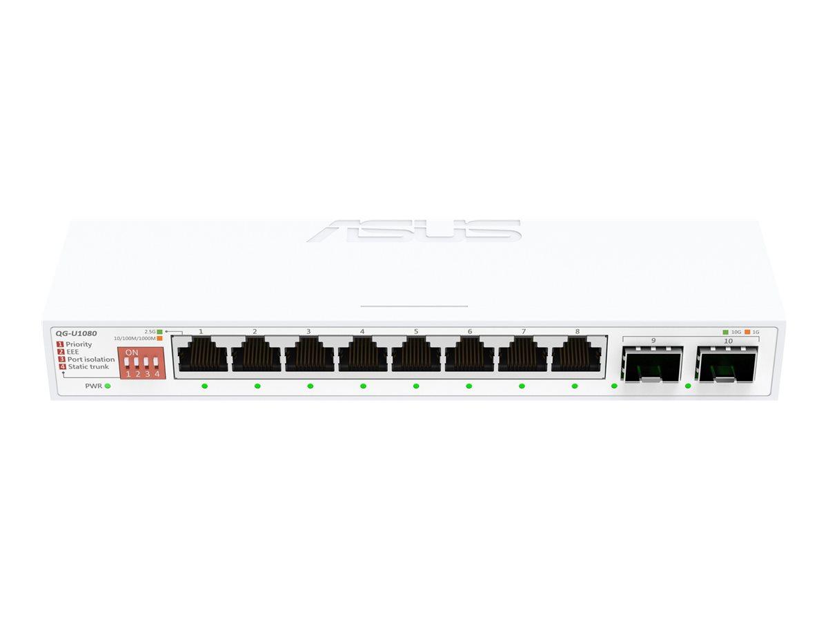 ASUS QG-U1080 ikke-administreret switch med 8 x 2,5 Gigabit Ethernet og 2 x 10 Gigabit SFP+