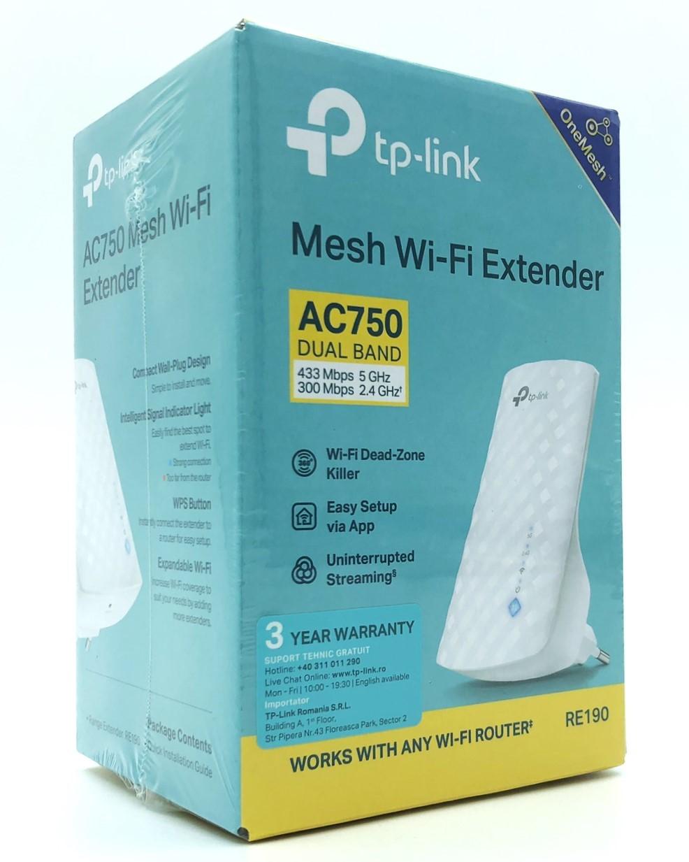 TP-Link RE190 AC750 WiFi-forstærker med dual-band