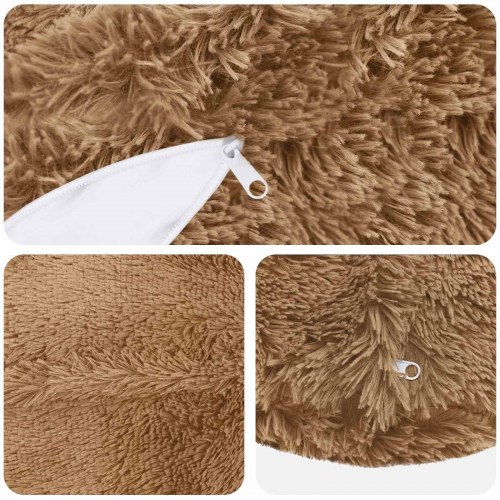 Runde pyntepuder HEERLEN 6 stk. 40 cm gråbrun i PV fleece