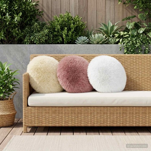 Rund pyntepude HEERLEN 2 stk. 40 cm hvid i PV fleece