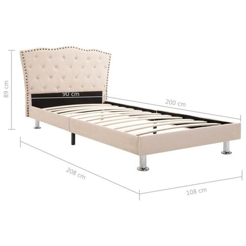 Seng med madras 90 x 200 cm stof beige