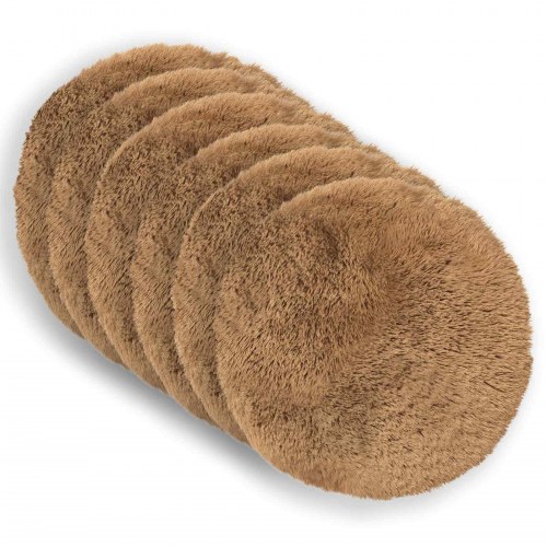 Rund pyntepude HEERLEN 2 stk. i gråbrun PV fleece 50 cm