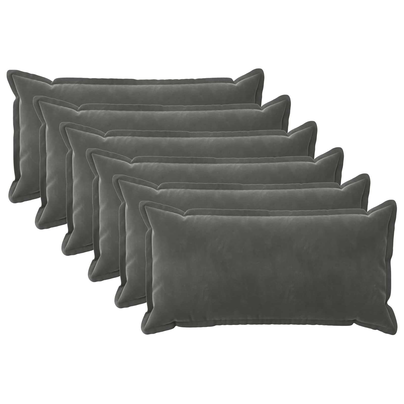 Pyntepuder med inderpude HOUTEN 6 stk. 40 x 80 cm mørkegrå fløjl