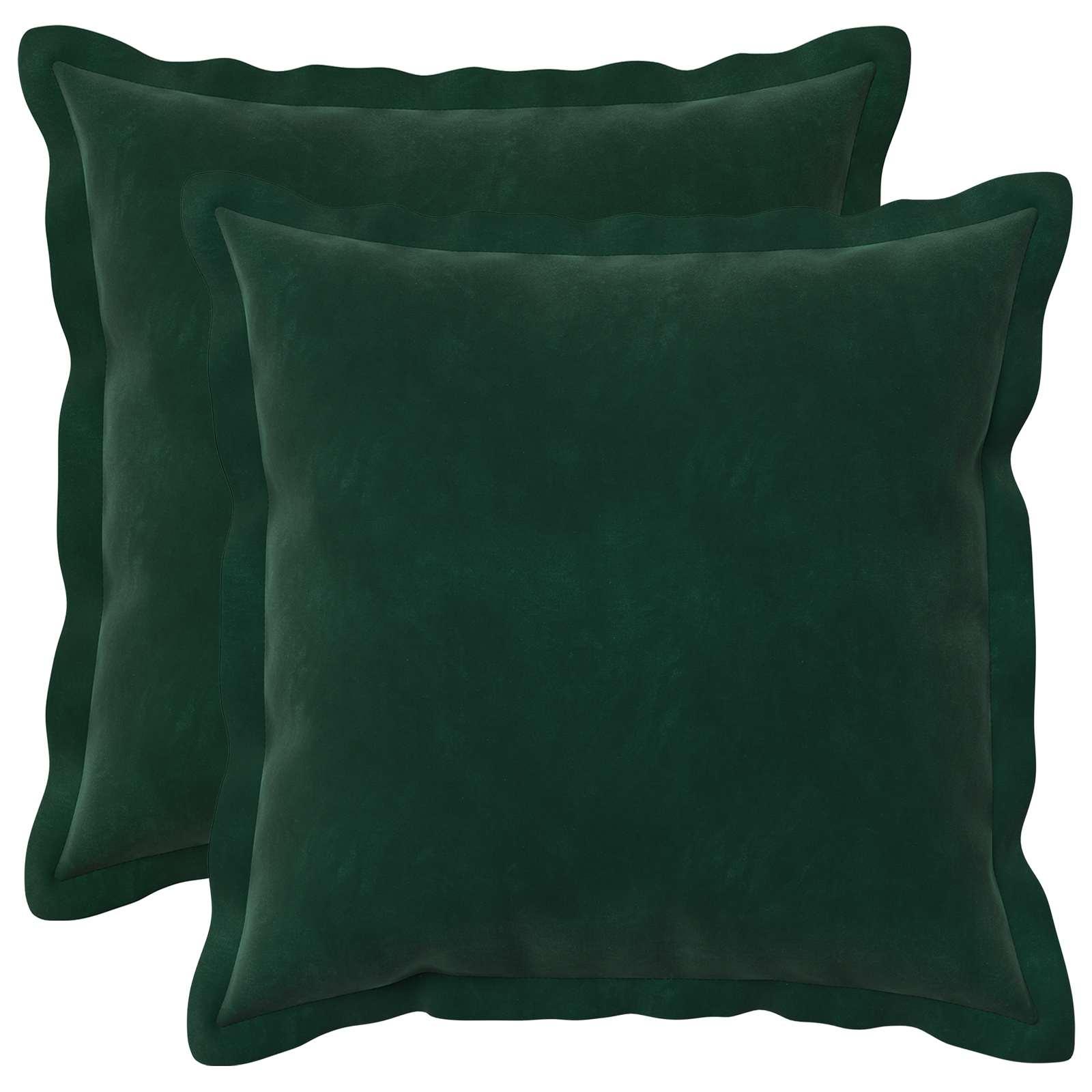Pyntepuder med fyld HOUTEN 2 stk. i mørkegrøn fløjl 35 x 35 cm