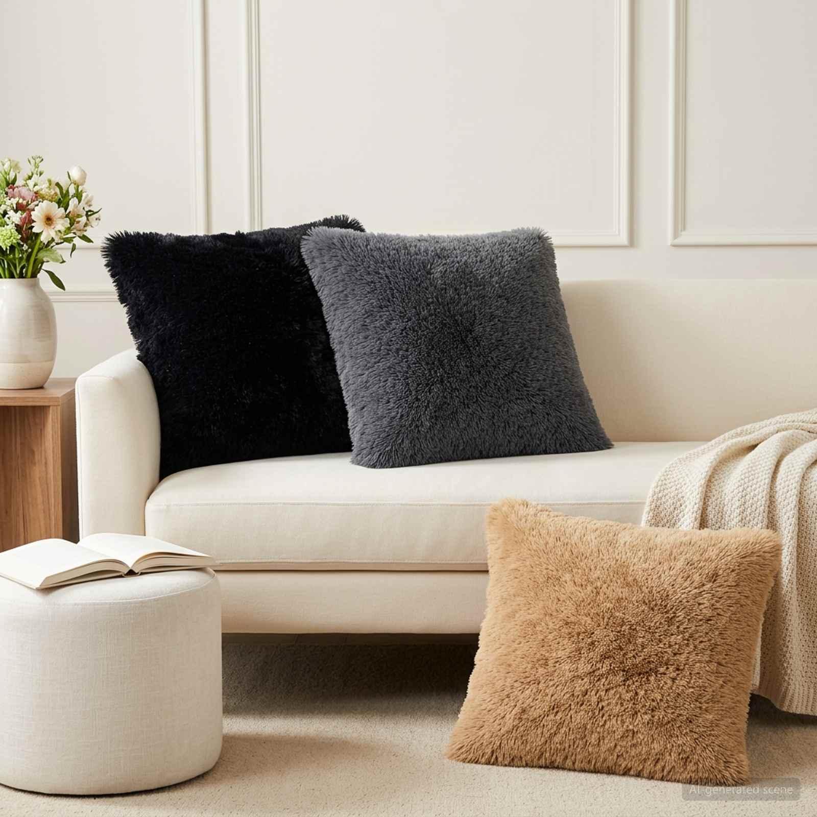 Pyntepuder HEERLEN 2 stk. 60 x 60 cm sort i PV fleece