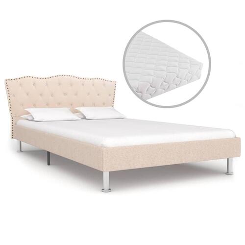 Seng med madras 140 x 200 cm stof beige