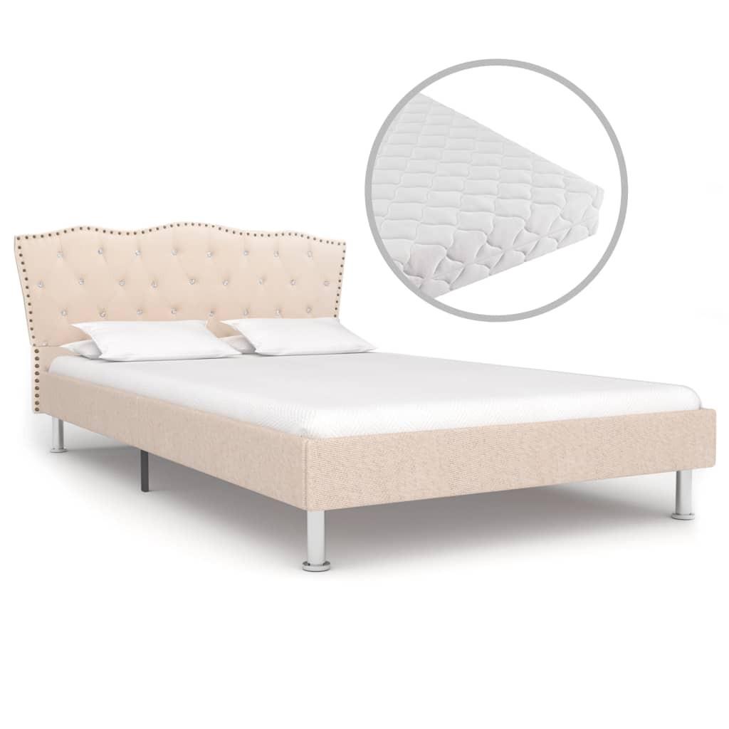 Seng med madras 140 x 200 cm stof beige