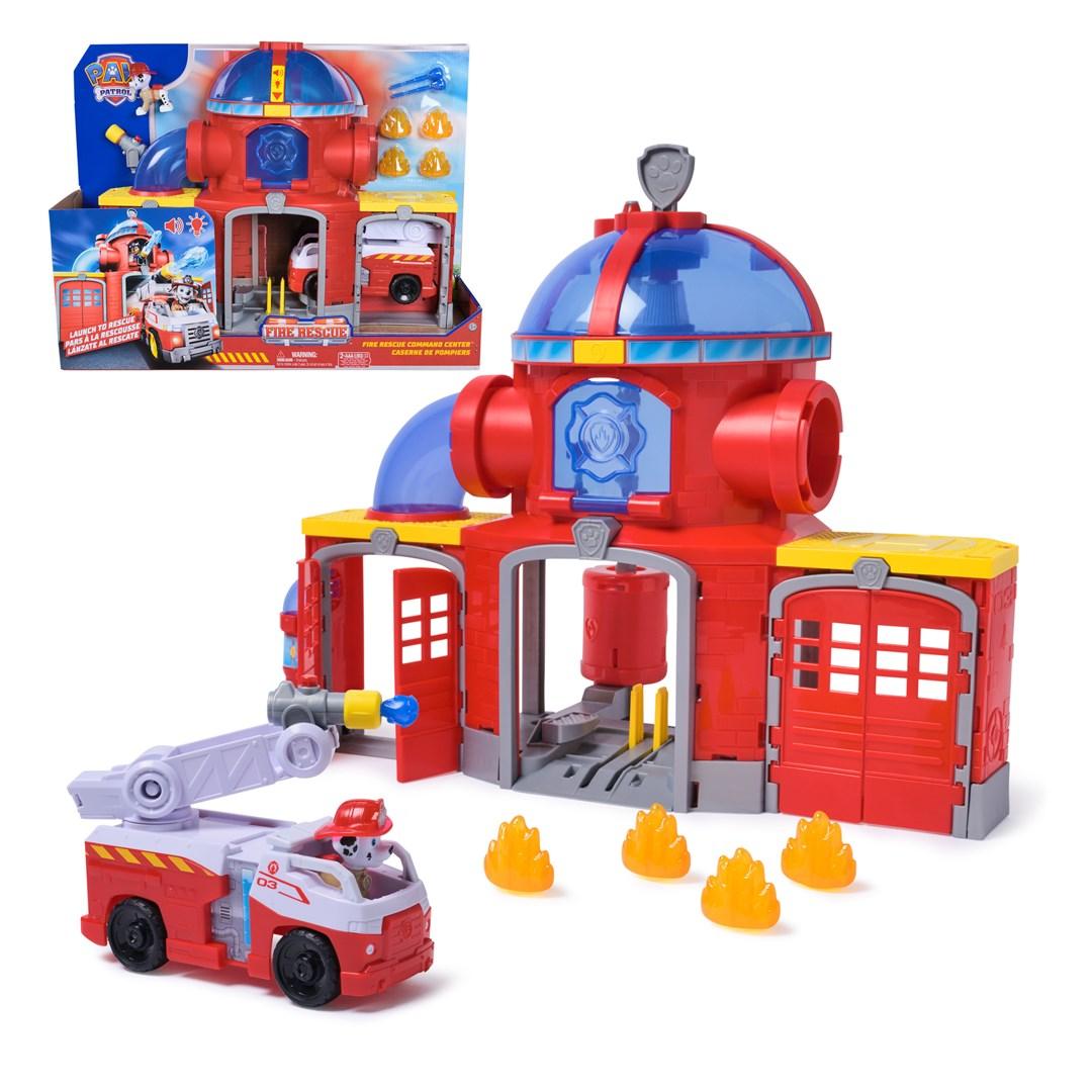 PAW Patrol Fire Rescue Command Center brandstation med Marshall, brandbil, lys og lydeffekter