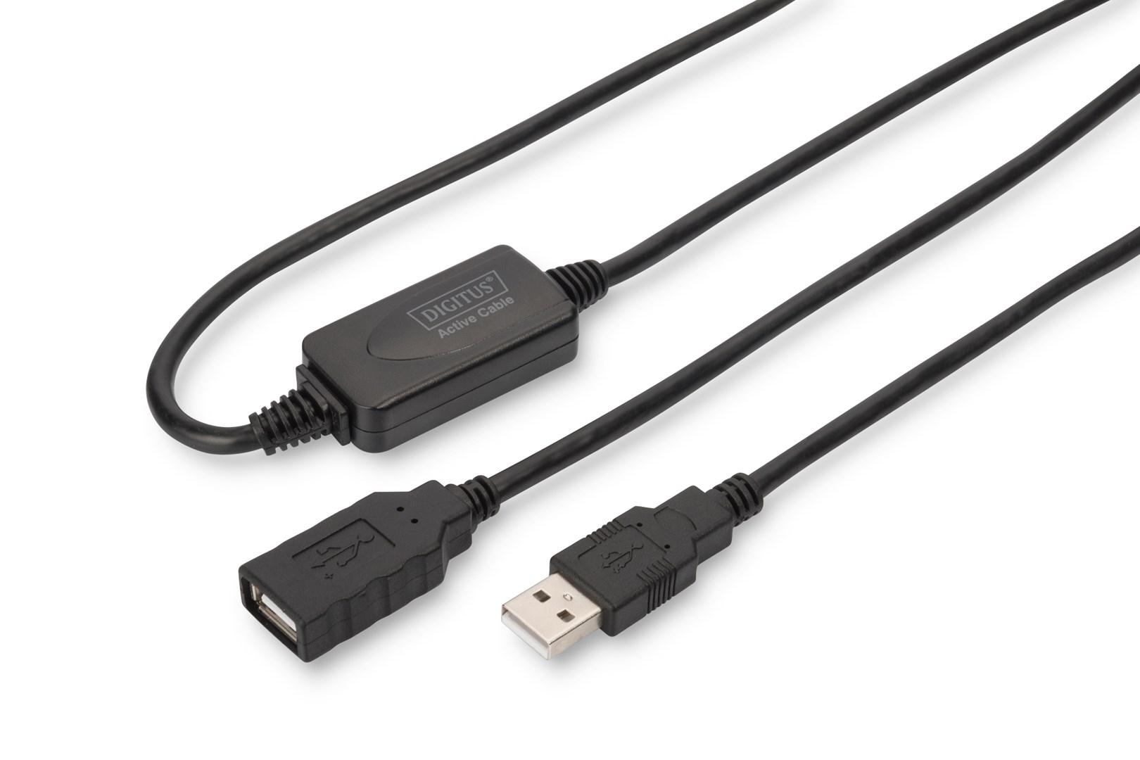 DIGITUS DA-7310 USB 2.0 repeaterkabel 15 m sort