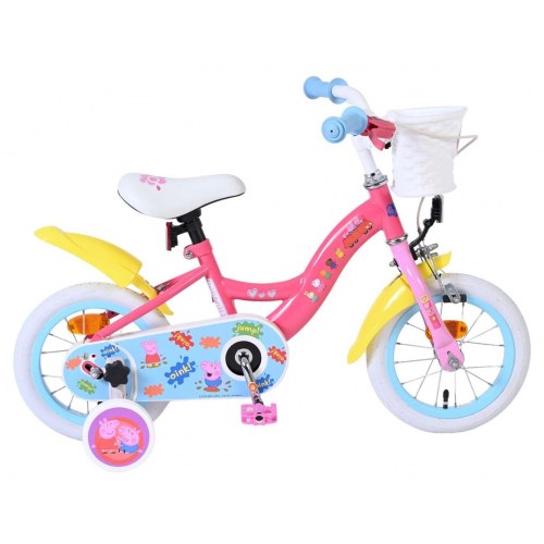 Peppa Gris 12 tommer børnecykel med støttehjul og kurv