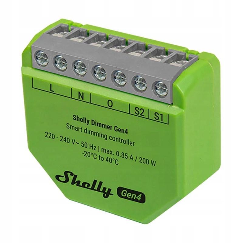 Shelly Dimmer Gen4 smart lysdæmper med Wi‑Fi og Bluetooth - grøn