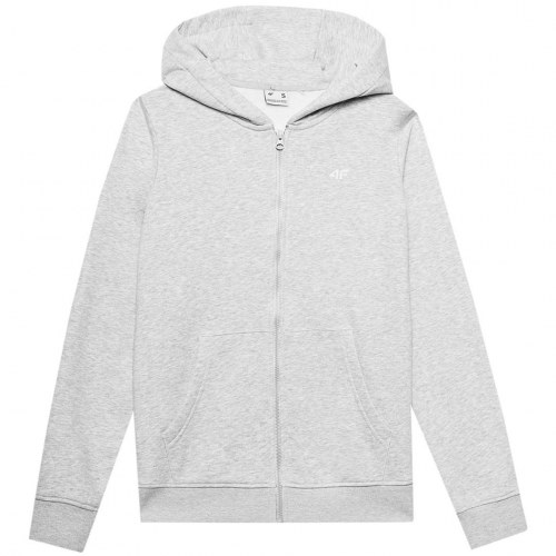 4F dame hoodie med lynlås F0956 - lys grå melange, str. S
