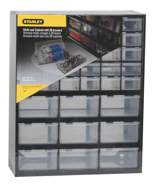 STANLEY 1-93-981 sortimentsskab med 39 skuffer - sort/transparant